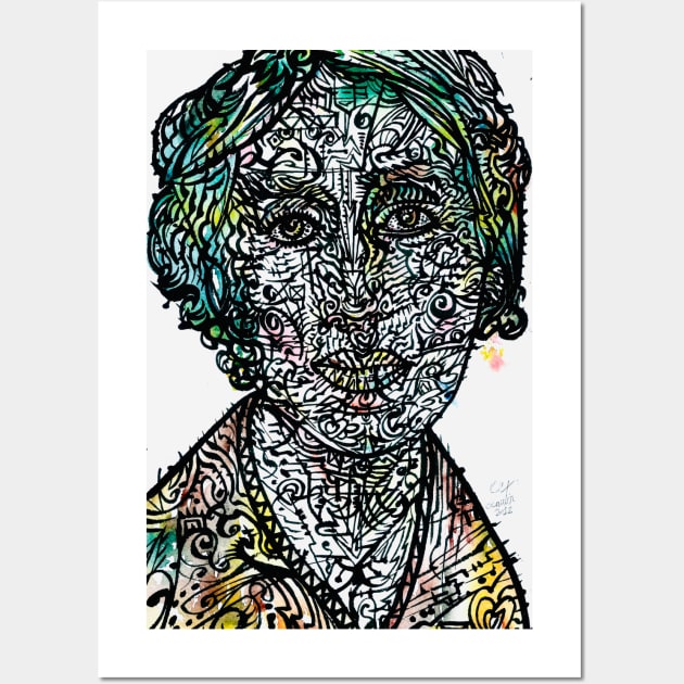 VIRGINIA WOOLF watercolor and ink portrait .2 Wall Art by lautir